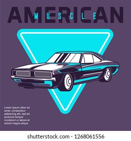 Retro car service sign. Vector illustration. - Vector 