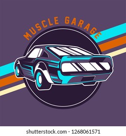 Retro car service sign. Vector illustration. - Vector 