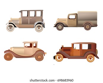 Retro car set vector illustration