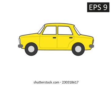 Retro car sign with leaf isolated on a white background