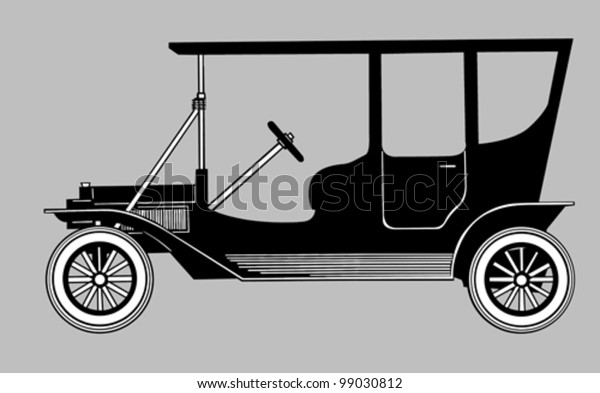 retro car silhouette on gray background,\
vector illustration