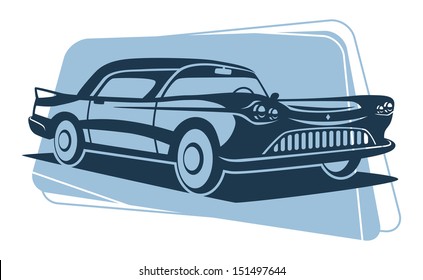 Retro car silhouette. Vector illustration.