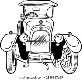 Retro car sketch. Vintage illustration.