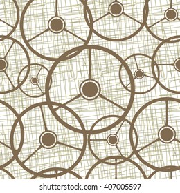 Retro car steering wheels seamless pattern. Repeating texture with vintage automobile handlebars on scratched background. Vector illustration suitable for textile and print designs.