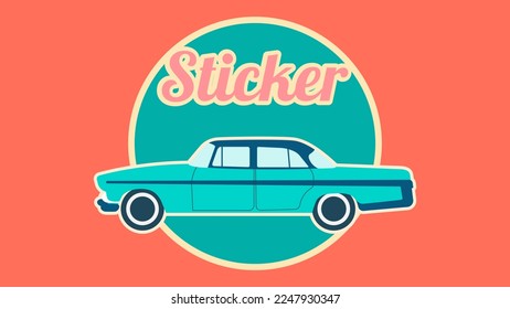 Retro car sticker in profile