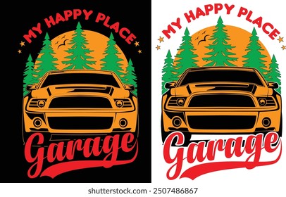 retro car  t shirt design