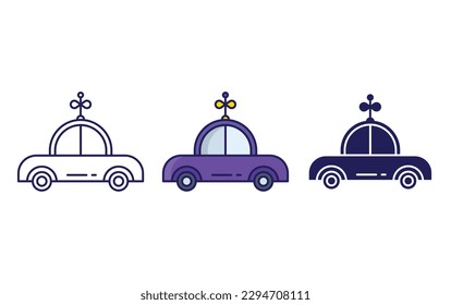retro car toy line and solid illustration icon