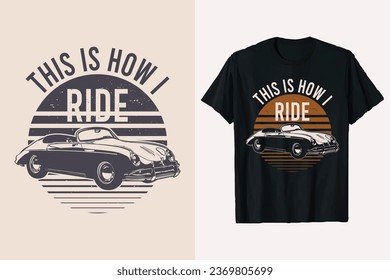 retro car t-shirt vector graphic. classic car tshirt. american old classic t shirt design. print black and white T-shirt template.