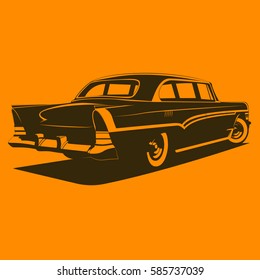 retro car two colors black and orange