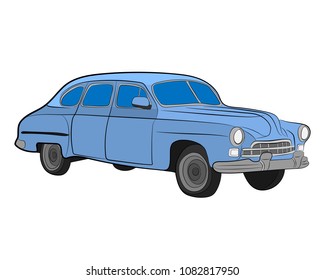 the retro car vector drawing illustration