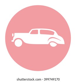 Retro car. Vector icon. Color illustration.