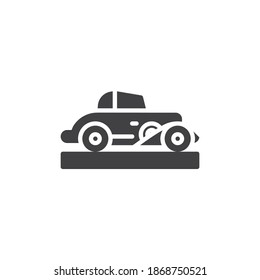 Retro car vector icon. filled flat sign for mobile concept and web design. Vintage car glyph icon. Symbol, logo illustration. Vector graphics