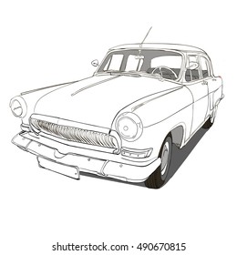 Retro car.  Vector illustration