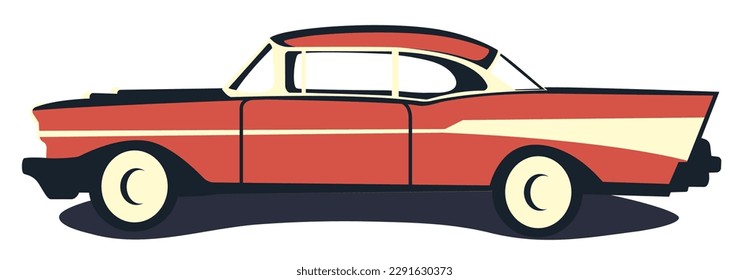 Retro car vector illustration isolated on white background.