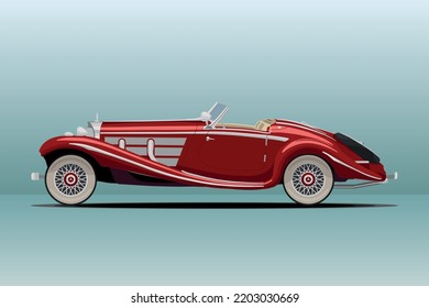 Imagen vectorial del coche retro. Auto de 1930.