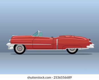 Retro car vector image. 1953 old car.