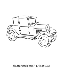 Retro-Auto-Vektorlogo-Design-Vorlage. Verkehrs- oder Fahrzeugsymbol. Retro-Auto, Vektorgrafik