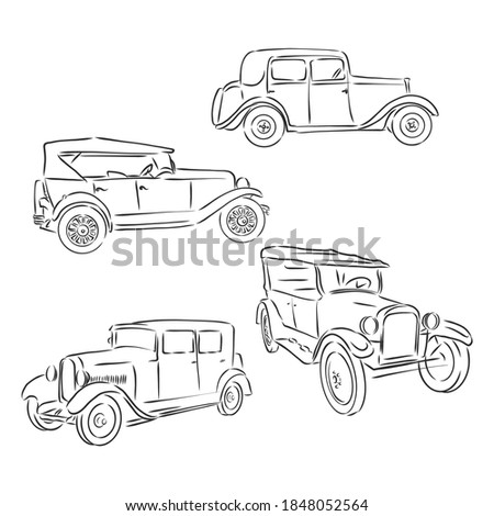 retro car vector logo design template. transport or vehicle icon. retro car vector sketch illustration