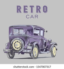 Retro Car. Vector poster. Art Vector  Car