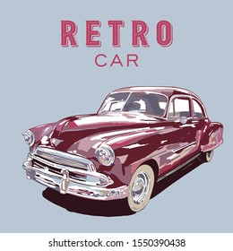 Retro Car. Vector poster. Art Vector Car