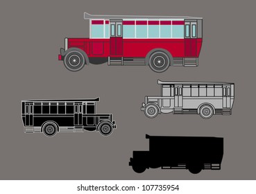 Retro car Vector set of vintage historical transport