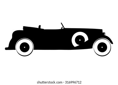 Retro Car Vector Silhouette on a White Background