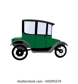 Retro car vector. Vintage car on white background. Retro car green