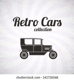 Retro car, vintage collection, classic garage sign, vector illustration background, can be used for design, invitations card, infographics