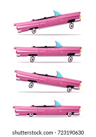 Retro car. Vintage lowrider. Cartoon vector illustration.
