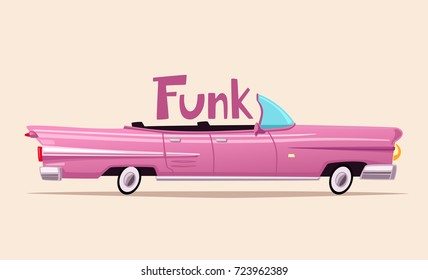 Retro car. Vintage lowrider. Cartoon vector illustration.