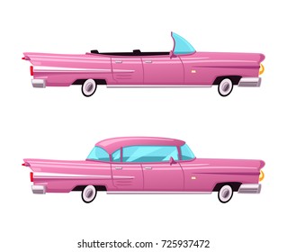 Retro car. Vintage lowrider. Cartoon vector illustration.