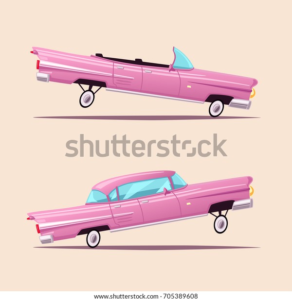 Retro\
car. Vintage lowrider. Cartoon vector\
illustration.