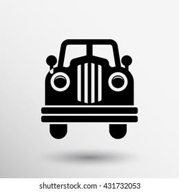 Retro car Vintage vector classic icon auto sign line fast concept symbol on white background.