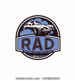 retro car wax vector emblem logo template