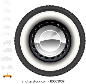 Retro car wheel  (18).
The series of the detailed wheels of the different vehicles In vector
