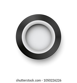 Retro car wheel template with white stripe and realistic shadow. Vintage tire concept vector illustration. Transport spare part image. Old style auto item.