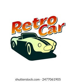 Retro car in white background vector illustration. For poster, T-shirt design, and sticker design elements.