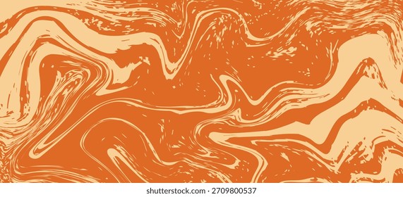 Fondo de línea de caramelo retro. Textura líquida de caramelo salado. Patrón ondulado del caramelo del remolino para el cartel, cubierta, Anuncio, panfleto. Fondo de pantalla hippie naranja en estilo de los años 60 o 70.