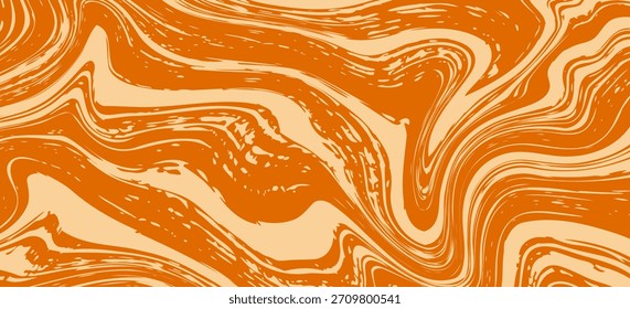 Fondo de línea de caramelo retro. Textura líquida de caramelo salado. Patrón ondulado del caramelo del remolino para el cartel, cubierta, Anuncio, panfleto. Fondo de pantalla hippie naranja en estilo de los años 60 o 70.