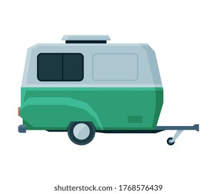 Retro Caravan Trailer, Mobile Home for Summer Travel and Adventures Flat Vector Illustration