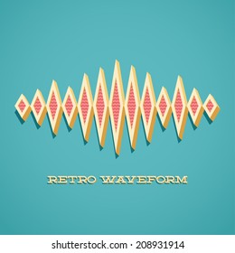 Retro card with 3D sound waveform and shadow