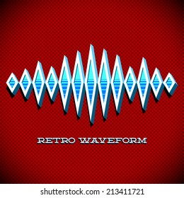 Retro card with 3D sound waveform and shadow