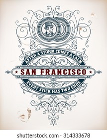 Retro card. All elements by layers