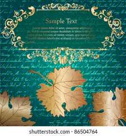 Retro card with autumn leaves and place for text