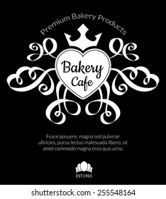 Retro card with bakery logo label. Premium quality emblem. Vector illustration