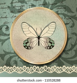 Retro card with butterfly