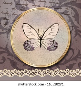 Retro card with butterfly