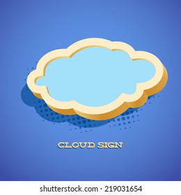 Retro card with cloud sign as text frame