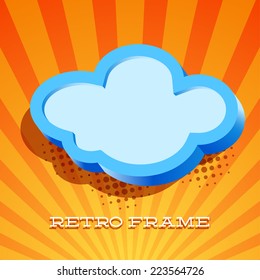 Retro card with cloud sign as text frame