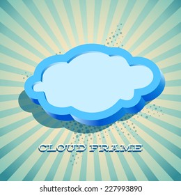 Retro card with cloud sign as text frame